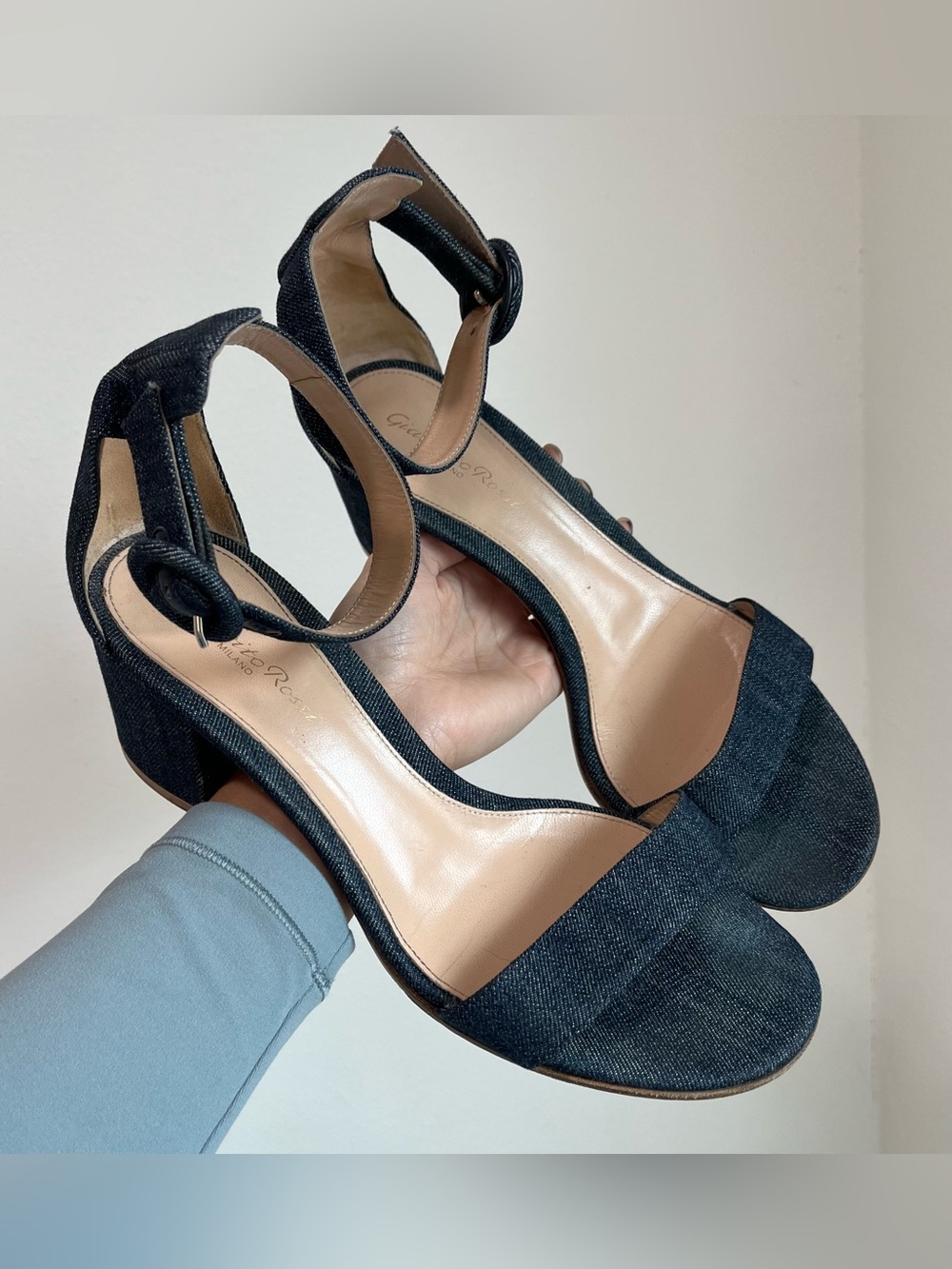 Gianvito Rossi Denim Block Sandal